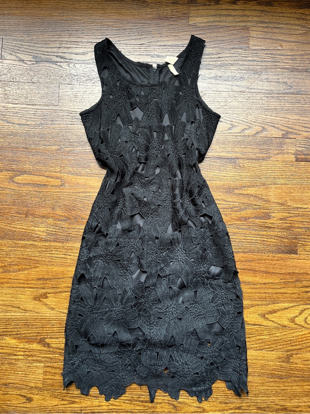 Black Lace Overlay Sheath Dress - Women